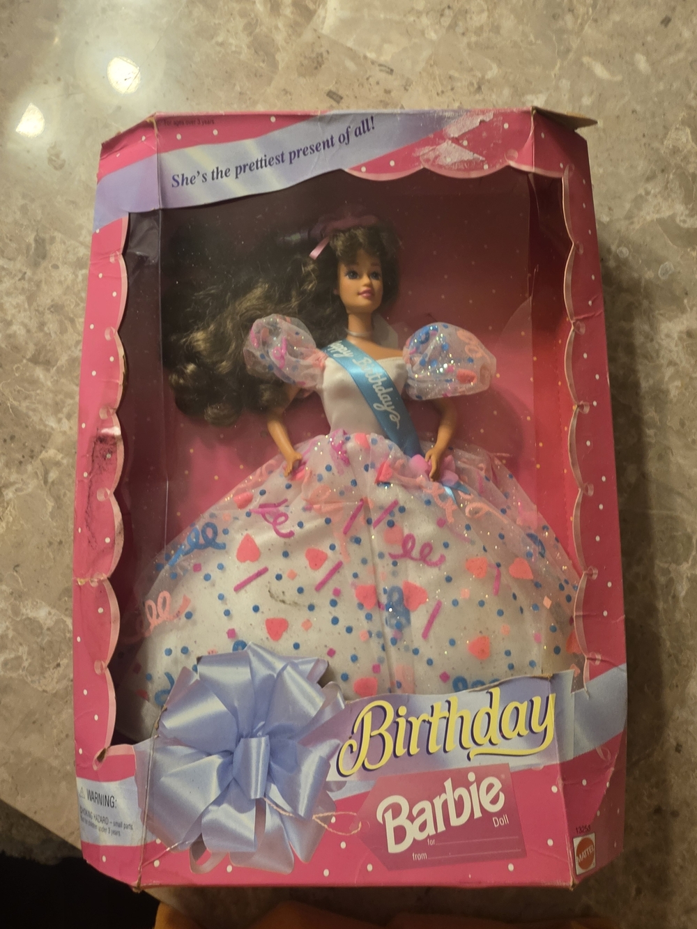 1994 Mattel Birthday Barbie Party Doll Teresa Pink, White and Blue Birthday Gown